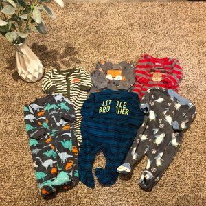 NB Bundle, 6 pajamas total, 1 Carter's and 5 Child of mine.